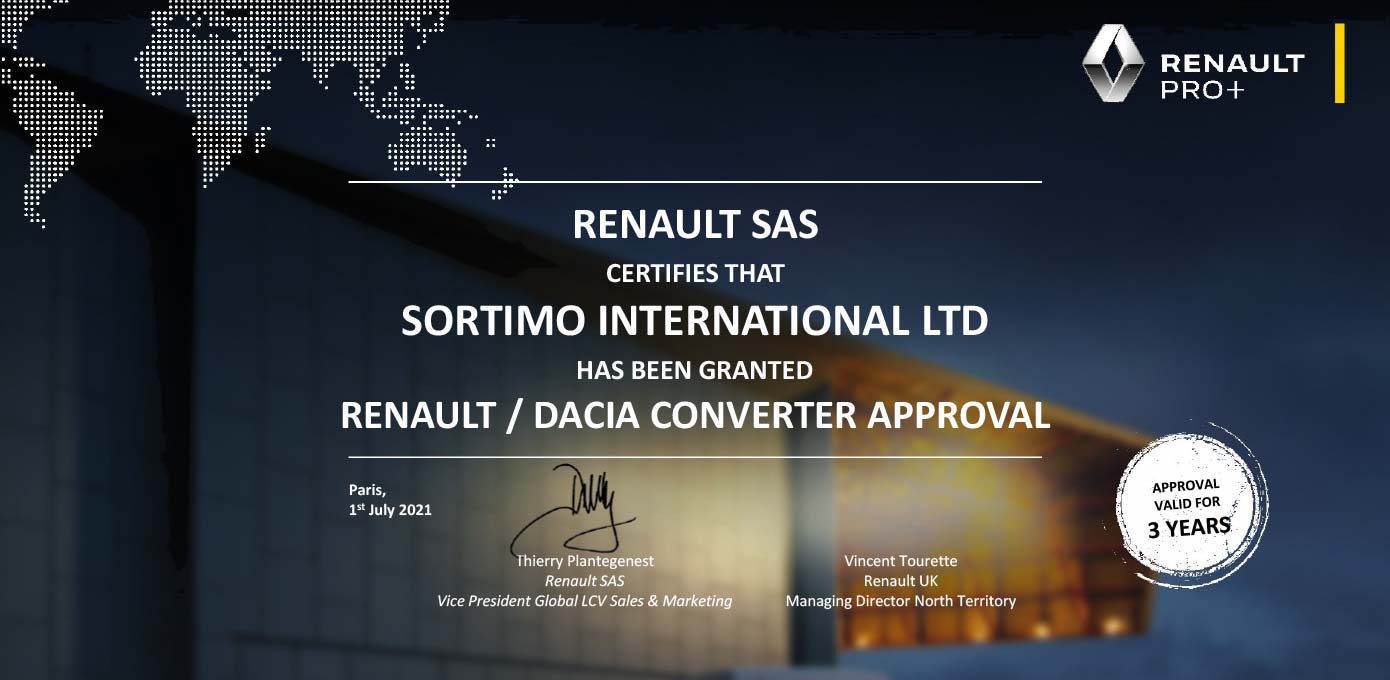 Certificate Renault for Sortimo UK
