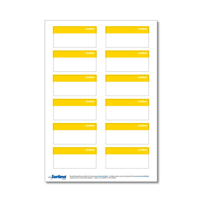 Adhesive labels, yellow, for BOXXes/cases/clips 12 in number. (1 sheet)